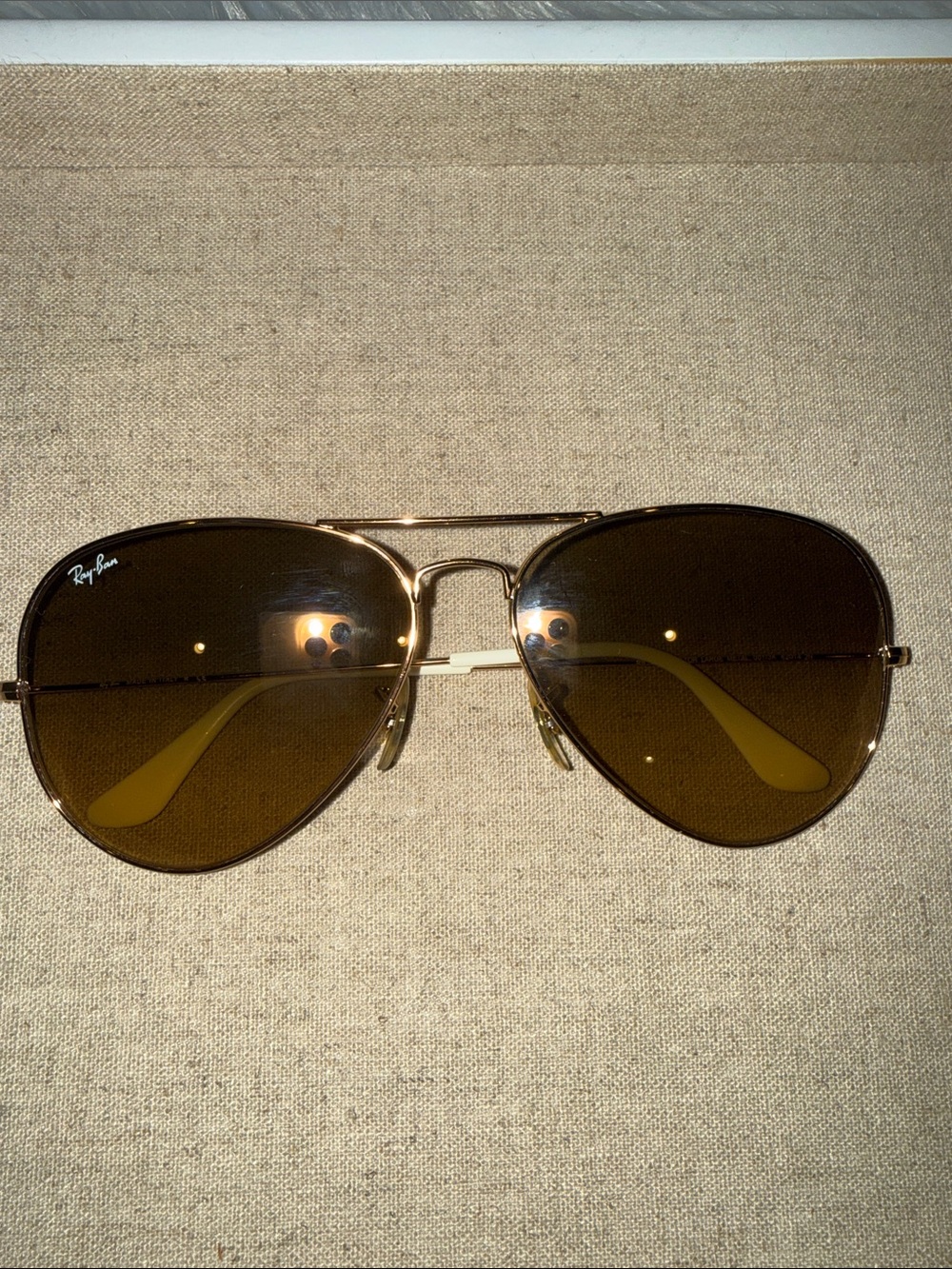 Ray-Ban Gold Frame Brown Lens Classic Large Aviator Sunglasses
